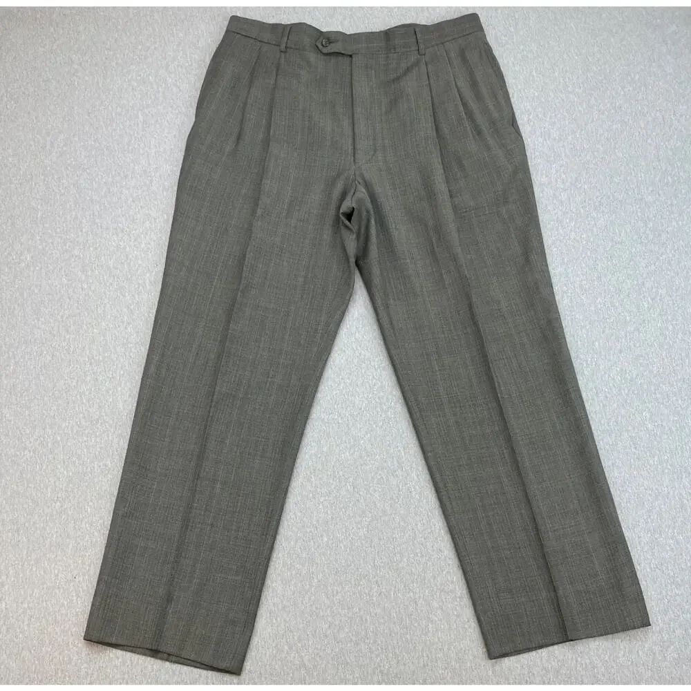 Jos A Bank Suit Mens 43R Glen Plaid Wool Cashmere 2-Button Pants 36x29- 2 Pieces